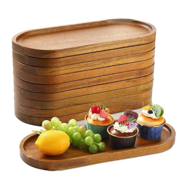 Japanese Snacks - Sofra katı ahşap yuvarlak tatlı tabağı