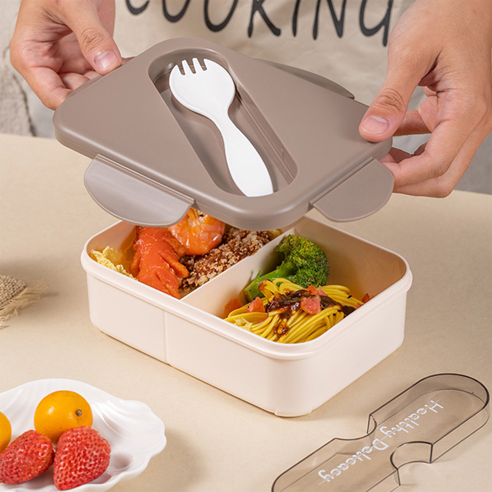 Öğrenci yemek kabı çatal ile p - Bento Box incelemesi ve fiyatı